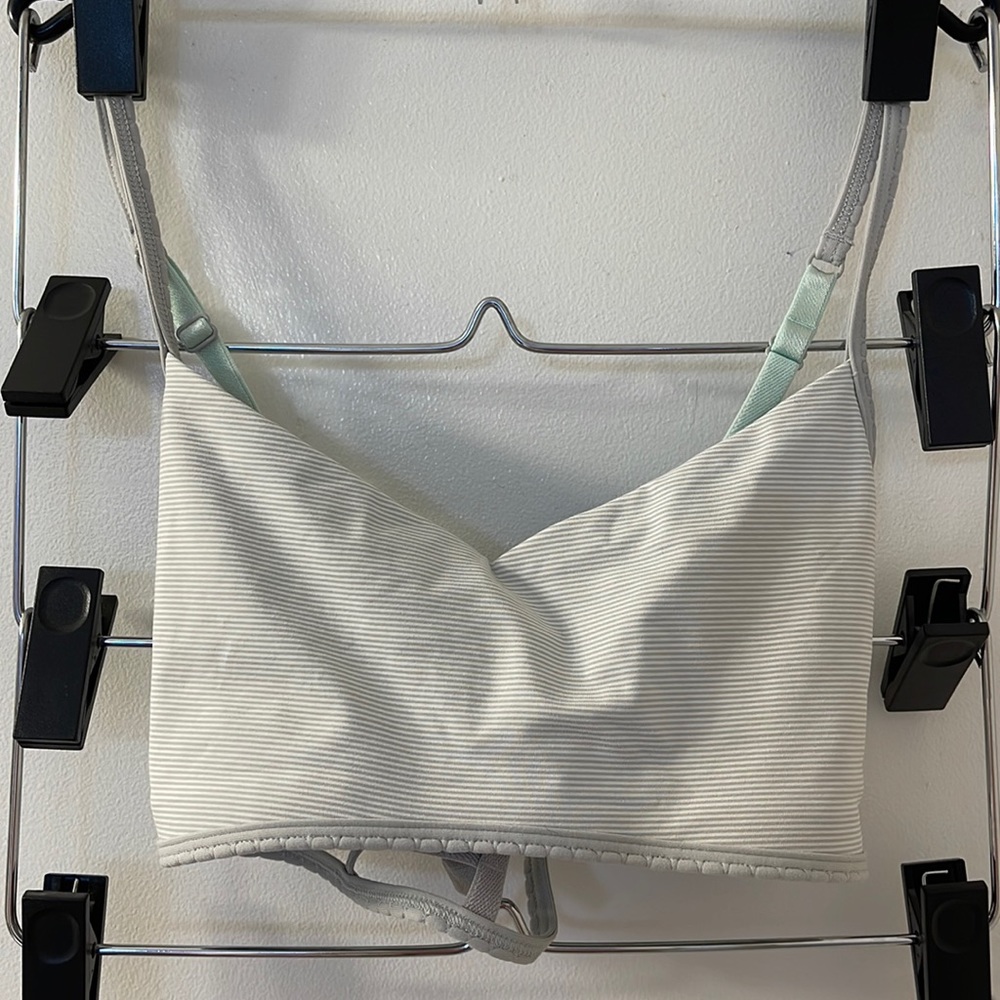 Two Lululemon sports bras.